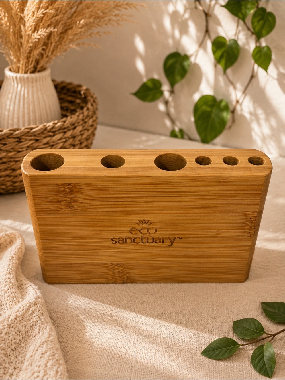 eco sanctuary bamboo tool & brush holder